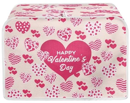 Annejudy Funda para tostadora de San Valentín, 2 rebanadas, a prueba de polvo, para pequeños electrodomésticos de cocina, protección de huellas dactilares, decoración de cocina, estampado de corazones