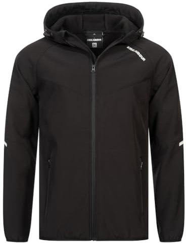 Kirkjubøur® Hestur Herren SOFTSHELLjacke 10.000 mm Wassersäule mit Kapuze und Fleecefutter, atmungsaktiv und wasserabweisend (DE/NL/SE/PL, Alphanumerisch, 3XL, Regular, Regular, Njordr Schwarz)
