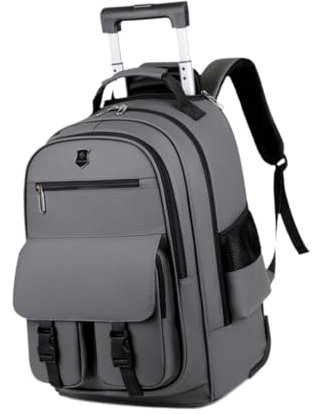 Ronyme Mochila de Viaje con Ruedas para Ordenador portátil, Maleta con Correas para los Hombros, Multiusos, 50x34x22cm, para Uso Diario al Aire Libre, Gris