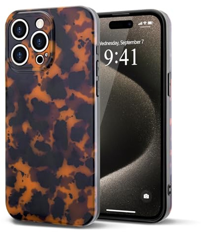 Teageo Stylish Slim Case for iPhone 15 Pro Max, Brown amber leopard print | Camera Protection, Fashion Phone Case, Shockproof Ultra Thin Cover, for Women Girls