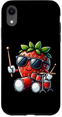 Batterie Fraise Cool Avec Lunettes Coque pour iPhone XR
