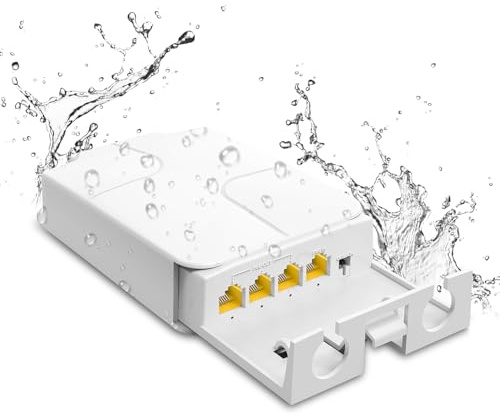 Extensión PoE Gigabit para exteriores 1 en 3 salidas, repetidor PoE NICGIGA de 4 puertos, resistente al agua, Vlan, Extend 100 metros (328 ft), IEEE 802.3af/at Power Over Ethernet PoE.