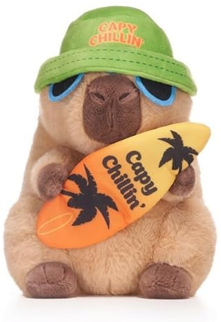 UKToyworld Capybara Yellow Surfboard Chillin Capybara 20,3 cm Plüschtier