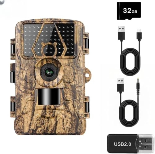 LMHOME 8K Wildkamera 64MP mit 1296P Nachtsicht & 0.1s Trigger - IP66 wasserdichte Wildtierkamera mit 30m No-Glow Infrarot, 120° Erfassungswinkel, Bewegungsmelder - Ideal für Jagd, Überwachung