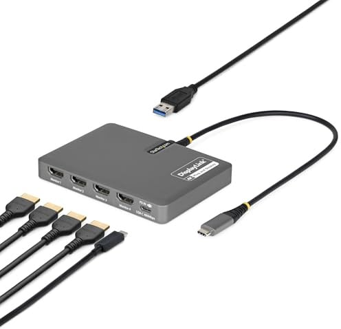 StarTech Dock USB-C a Quad HDMI 4K60, Workstation, PD 140W, DisplayLink | Compatibile Windows e Mac M1-M5, Quad HDMI, Ideale per Workstation Multi-Monitor