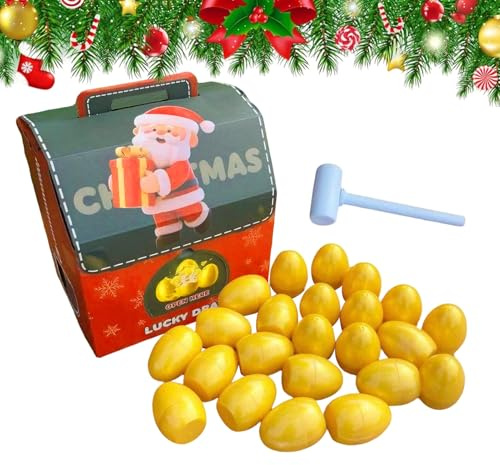 Xasbseulk Weihnachts-Countdown mit goldenen Eiern | Sammelspiel 24 – Weihnachts-Adventskalender, für Jugendliche und Erwachsene, Familie, Partys, Klassenzimmer