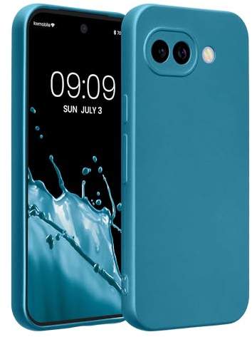 kwmobile Handyhülle für Google Pixel 10a Hülle - weiche Silikon Case metallisch schimmernd - Schutzhülle Cover - Metallic Karibikblau