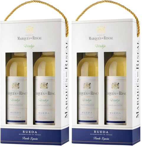 Marqués de Riscal Verdejo 100% Organic - Vino blanco Denominación de Origen Rueda, Variedad Verdejo - Estuche de 2 botellas de 750 ml (Paquete de 2)
