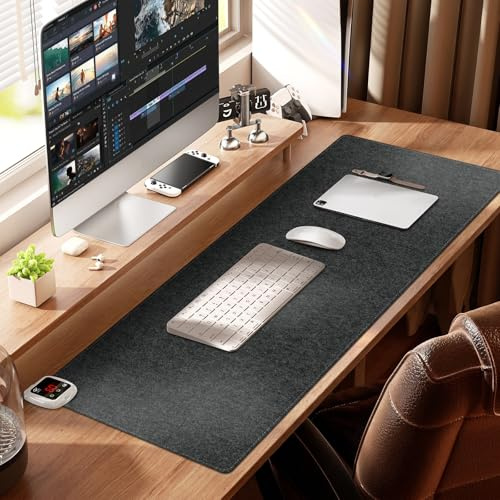 Sevenpers Schreibtischunterlage Filz 100x40 cm –Mauspad XXL Deunkelgrau | Rutschfester Gummibasis, Schreibtisch Unterlage Desk Mat, Filz Mauspad für Büro, Homeoffice & Gaming