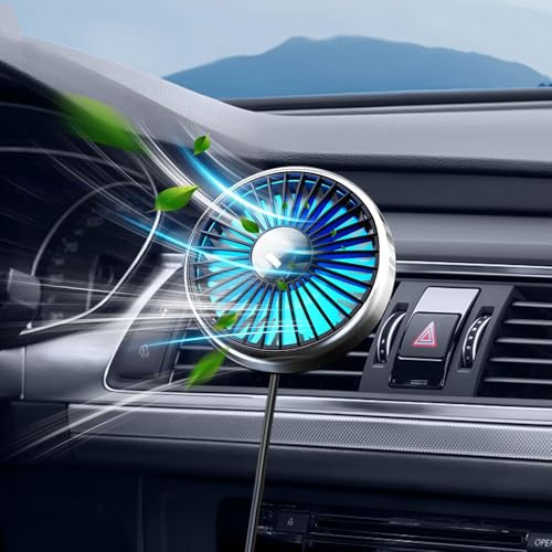 xuenair 5V USB-Autoventilator für Auto, SUV, Wohnmobil & Pickup, Mini-Autoventilator mit bunter Beleuchtung, 3 Geschwindigkeiten – leiser Idealventilator für FREE NOW, Uber, Bolt & Taxifahrer
