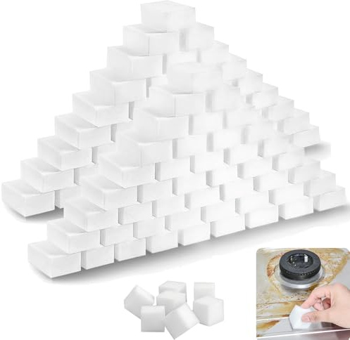 100 Stück Schmutzradierer Schwamm, Weiß Radierschwamm Zauberschwamm Magic Melamin Schwamm, Wunderschwamm Reinigungsschwamm Putzschwamm für Haushalt, Küche, Wand, Bad, Schuhe,Auto