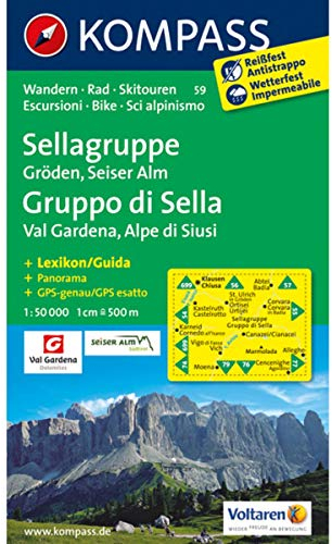 KOMPASS Wanderkarte Sellagruppe - Gröden - Seiseralm / Gruppo di Sella - Val Gardena - Alpe di Siusi: Wanderkarte mit Aktiv Guide dt. /ital., ... 1:50000 (KOMPASS-Wanderkarten, Band 59)