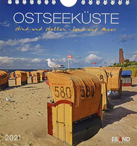 Ostseeküste Postkartenkalender 2021 - Kalender mit perforierten Postkarten - zum Aufstellen und Aufhängen - mit Monatskalendarium - Format 16 x 17 cm: Wind und Wellen - Sand und Meer