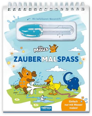 Trötsch Die Maus Zaubermalspaß mit Wasserstift: Malblock mit nachfüllbarem Wassermalstift