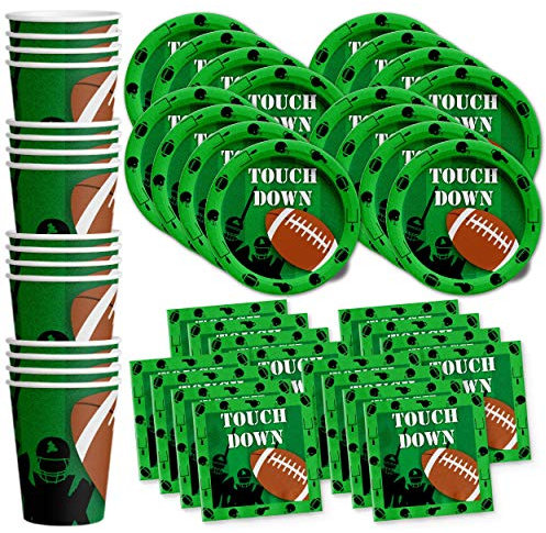 Football Game Day Birthday Party Supplies Set Plates Napkins Cups Tableware Kit for 16