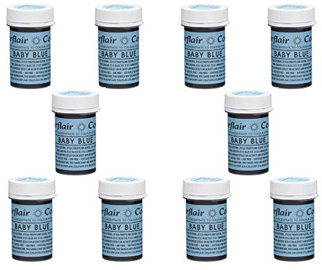 Sugarflair Spectral Baby Blue Food Colouring Paste, Highly Concentrated for Use with Sugar Pastes, Buttercream, Royal Icing or Cake Mix, Vibrant Colour Dye - 25g (Pack of 10)