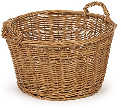 TYSK Design Aufbewahrungskorb medium (Größe und Form wählbar) 36 cm Durchmesser - Geschenkkorb, Spielzeugkorb, Kaminkorb, Korb geflochten aus Weide für Kinderzimmer, Wohnzimmer, Badezimmer
