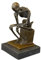 Antike Fundgrube Bronze Figur Der Denker Skelett auf edlem Marmorsockel | Bronzefigur Bronzeskulptur | (8431)