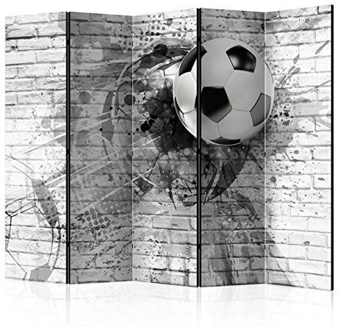 decomonkey Paravent Raumteiler Innen Fußball 225x172 cm 5 Teilig Einseitig Room Divider Wall Raumteiler Stehend Trennwand Sichtschutz Spanische Wand Sichtschutzwand Wohnzimmer Holz Kinderzimmer