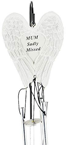 Mum Sadly Missed Guardian Angel Wings Graveside Memorial Wind Chime
