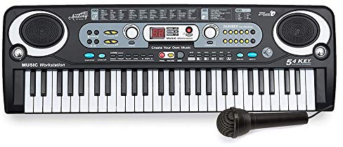 Electronic Keyboard Digital Piano inc Microphone 54 Key Teaching Record Modes