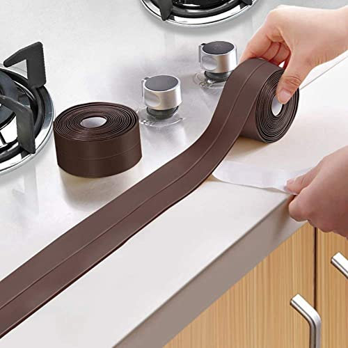 Agatige Rouleau Joint Silicone, Ruban-Joint étanche Bande de Calfeutrage Auto-adhésive Ruban Adhésif Cuisine pour, Baignoire, WC, Coin Mural, Douche, Carrelage (38mm x 3.2m - Marron)