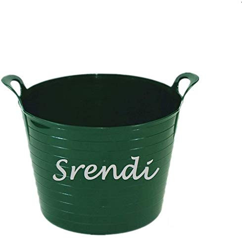 Srendi® 42 Litre Large Flexi Tub Garden Home Flexible Colour Rubber Storage Container Bucket Polyethylene Flex Tub- Made in U.K. (Green)
