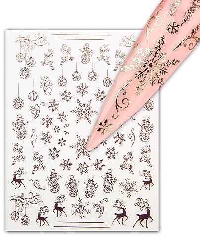 3 Blatt Nagelsticker - hauchdünne Stick On Nail Slides - Selbstklebende Nail Sticker, Nail Art für Weihnachten
