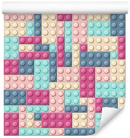 Muralo Tapete 10m Rolle Vlies Tapete Spiel Spaß Spielzeuge Lego Bauklötze Bunt Vliestapete 1000 x 53cm Wand Tapete Wohnzimmer Kinderzimmer Moderne Wanddeko Wand Dekoration
