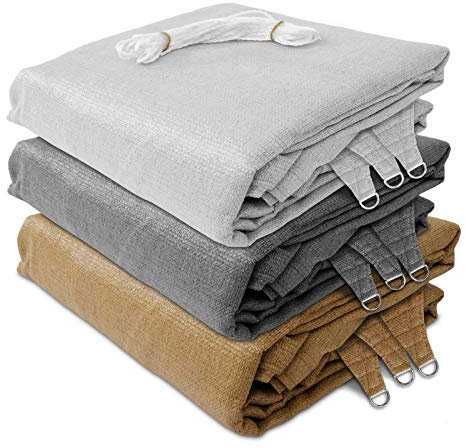 Floordirekt Atmungsaktives Sonnensegel | Rechteckig und Dreieckig | 3 Farben | für Garten, Terrasse und Balkon | Reißfest & witterungsbeständig (Dreieckig 5 x 5 x 7 m, Grau)