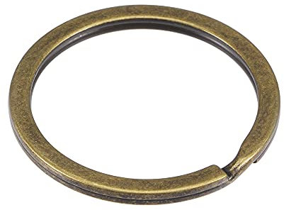 sourcing map Split Key Rings 32mm Open Flat Jump Connector for Lanyard Zipper Handbag, Electroplated Iron, Bronze Pack of 30