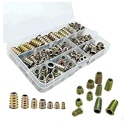 OPYTR Sechskantmutter 100pcs Threaded Hex Einsetzmutter Laufwerk Treiber Holzschraube Messingeinsätzen Muttern Kit Möbel Inbusschraube Einsätze M4 M5 M6 M8 M10 Sechskantmutter aus Edelstahl