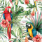 marburg Tapete grün rot weiß Vliestapete Glööckler Jungle RTL Floral Natur Blätter Vogel Papagei Miniposter für Schlafzimmer Wohnzimmer oder Küche 1,60 x 1,60m 33429