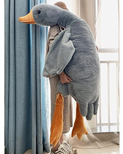 Tanha Kuscheltier Gans XXL Plushie Kawaii Ente Großes Gänse-Stofftier in Grau 190cm