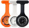 SibyTech Schwesternuhr Ansteckuhr Fob Uhr,Silikon Pin/Clip,Glow Pointer Dunkeln,Infektionskontrolle Design,Analog-digital,Quarzwerk,Arzt Sanitäter medizinische Brosche Orange Weiß Schwarz