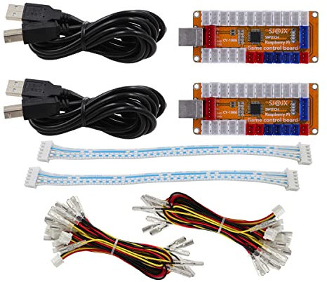 SJ@JX Arcade Game USB Encoder Zero Delay 2 Player Gamepad LED Button Joystick Controller for Nintendo Switch PC PS3 Retropie Raspberry Pi MAME
