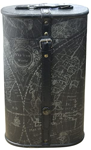 Rammento 32cm Tall Wooden Double Wine Bottle Gift Box, Grey & Black | Vintage Captain Cook Night Sky 2 Bottle Wine Case | Accessories for Red and White Wines, Spirits and Whiskey | 20 x 12.5 x 32cm