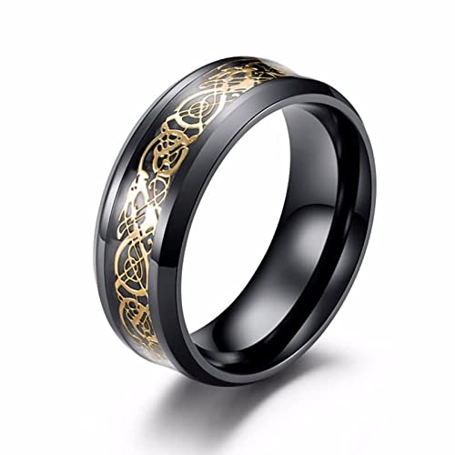 BCughia Ring Edelstahl, Gold Ring Nibelungen Ehering Vintage Jubiläum Geschenke Männer Größe 54(17.2)