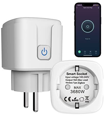 Zigbee Smart Outlet: Toma de corriente inteligente con temporizador y función de cuenta regresiva, aplicación Tuya y control de voz, monitor de energía, requiere ZigBee Hub, Smart Switch funciona con