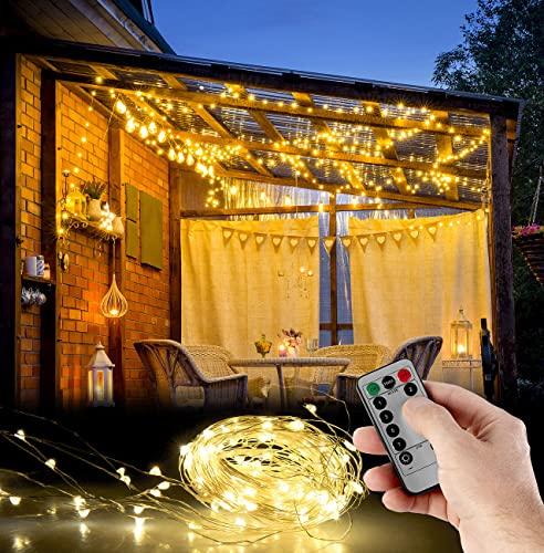 Lunartec Lichtvorhang: Outdoor-Lichtervorhang, 300 LEDs, Fernbedienung, 3x3 m, warmweiß, IP44 (Lichterkette Terrassenüberdachung, Lichterkette Vorhang Outdoor, Gartensteckdose)