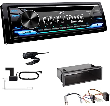 JVC KD-DB922BT 1-DIN Autoradio CD-Receiver Bluetooth DAB+ Digital Radio Einbauset passend für Volkswagen VW Golf IV 1997-2003 schwarz