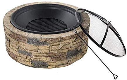 Samnuerly Outdoor-Feuerstellen, Outdoor-Holzofen, rund, 34 Zoll, für den Außenbereich, Garten, Terrasse, Hinterhöfe, Holzofen, Grubenschüssel, Indoor-Feuerstelle aus Gusseisen