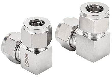 Pysrych Tubo de compresión de acero inoxidable 304, codo de 90 grados, diámetro exterior de 1/2 pulgada x diámetro exterior de 1/2 pulgada, paquete de 2