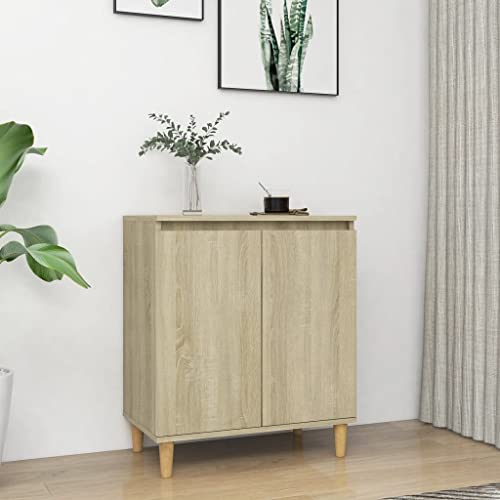 WIFESE Sideboard Mit Massivholz-Beinen Sonoma-Eiche 60x35x70 cm - Komoden-Schrank Für Küche, Wohnzimmer, Flur - Mit Schubladen