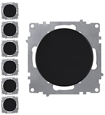 OneKeyElectro Set: 7x Ein-Aus-Lichtschalter Set, Lichtschalter Unterputz, matt-Antifingerprint, Schutzart IP20, 230V/16A, ohne Rahmen - schwarz