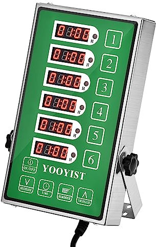 YOOYIST Temporizador de Cocina Comercial de 6 Canales, Temporizador Industrial de Alta Resistencia con alertas sonoras, Profesional para Restaurante camión de Comida panadería freidora Cocina