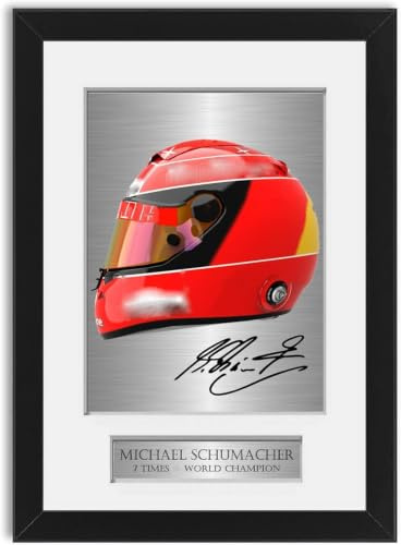 Generic Michael Schumacher Weltmeisterhelm-Poster, signiert, Passepartout, A4, gerahmt