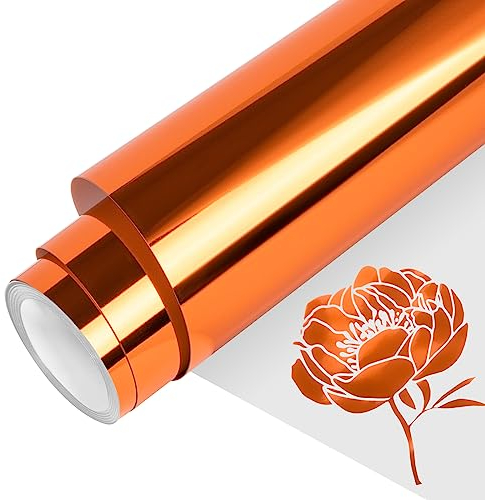 VINYL FROG HTV-Vinyl-Rolle, Metallic-Folie, 30,5 x 1,5 m, Orange Chrom, Wärmetransfer-Vinyl, zum Aufbügeln, einfach zu schneiden und zu entgitten, DIY Heat Press Design für T-Shirts, VF-HTV14-OR