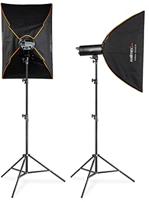 Walimex Pro Stager 400 HSS Set Double - leistungsstarker Studioblitz mit 2,4 GHz Empfänger, HSS-Modus, 400 Ws, Kurze Abbrennzeit, LED-Einstelllicht, für Profifotografen