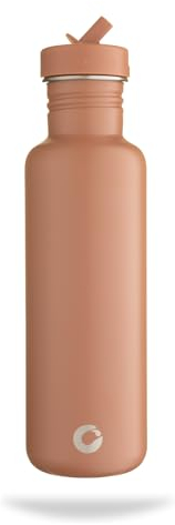 BOTL – Tough Canteen Water Bottle with Leakproof Straw Lid, Stainless Steel Water Canteen, Non-Insulated, Eco Sports Bottle, 800ml, Truffle